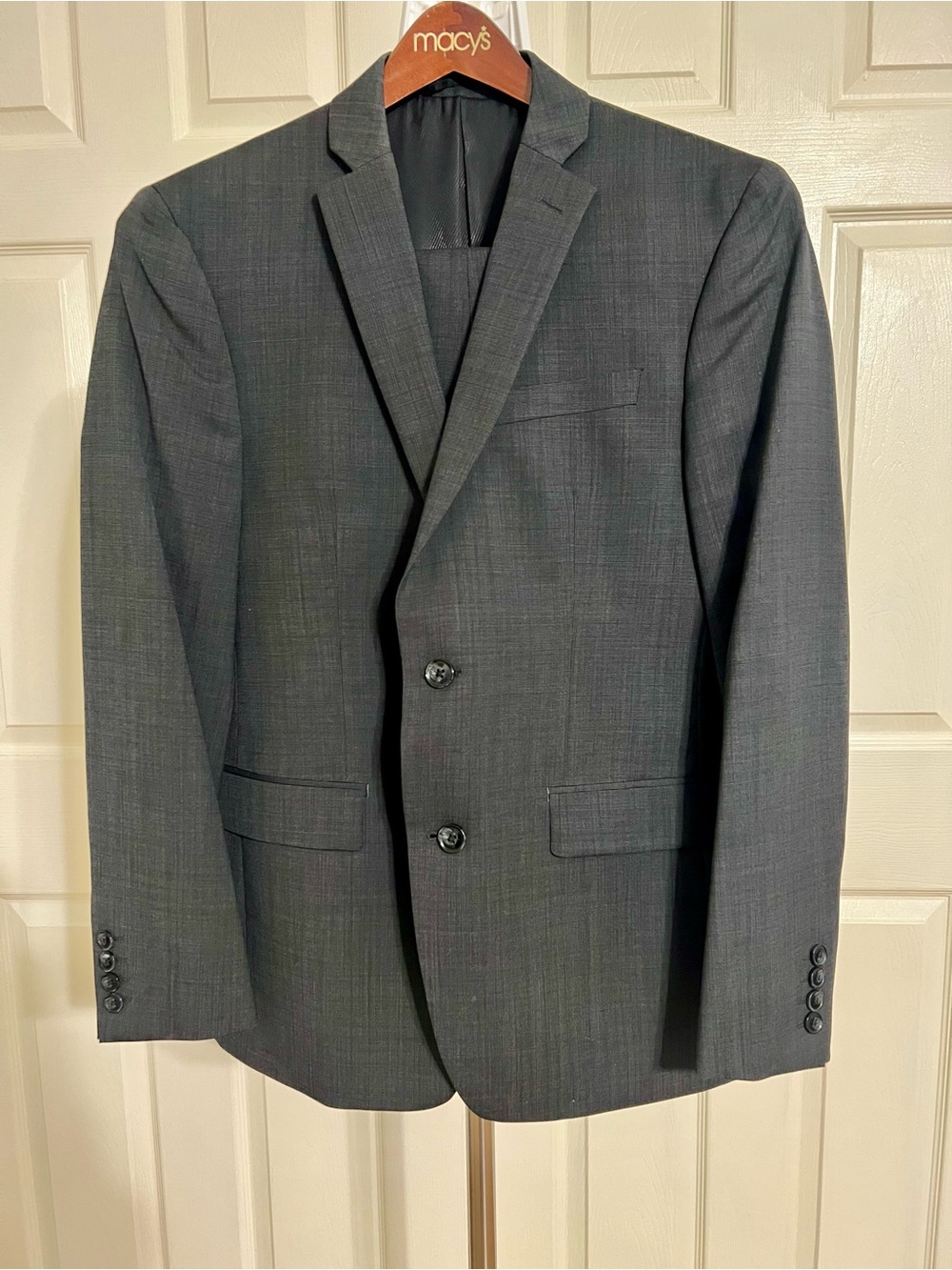 Macy's Bar III Slim Fit Men's Charcoal Gray Two-Button Suit Jacket and Pant